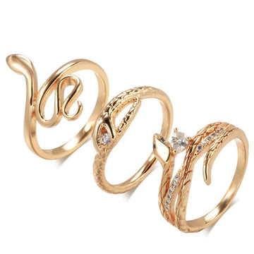 Fashion Snake Design 14K Filled Rose Gold With AAA Zircon Diamonds Punk Rock Ring VintageRings - Animal Jewellery